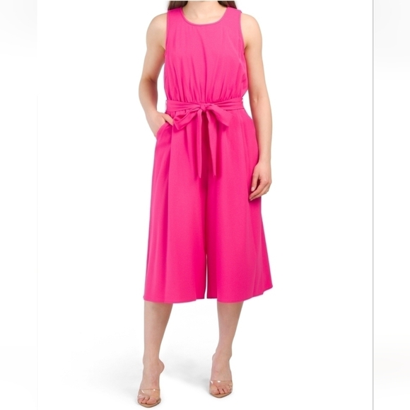 𝅺nine West Sophie Crepe Cropped Jumpsuit - Picture 1 of 17